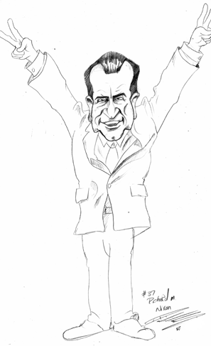 Richard Nixon Caricature Sketch By David E. Wilkinson